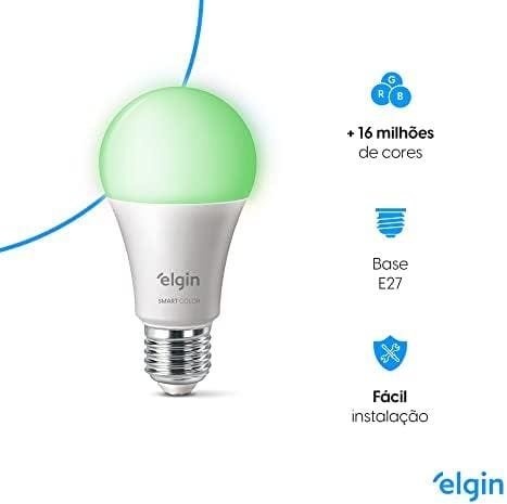 Lâmpada Inteligente Smart Color 10W Elgin RGB Wifi Compatível com Alexa e Google Home Lâmpada Inteligente Smart Color 10W Elgin RGB Wifi Compatível com Alexa e Google Home